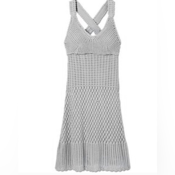 Athleta Capri Crochet Dress Gray NWOT Women’s Large Criss Cross Straps I’m Back - Picture 1 of 14